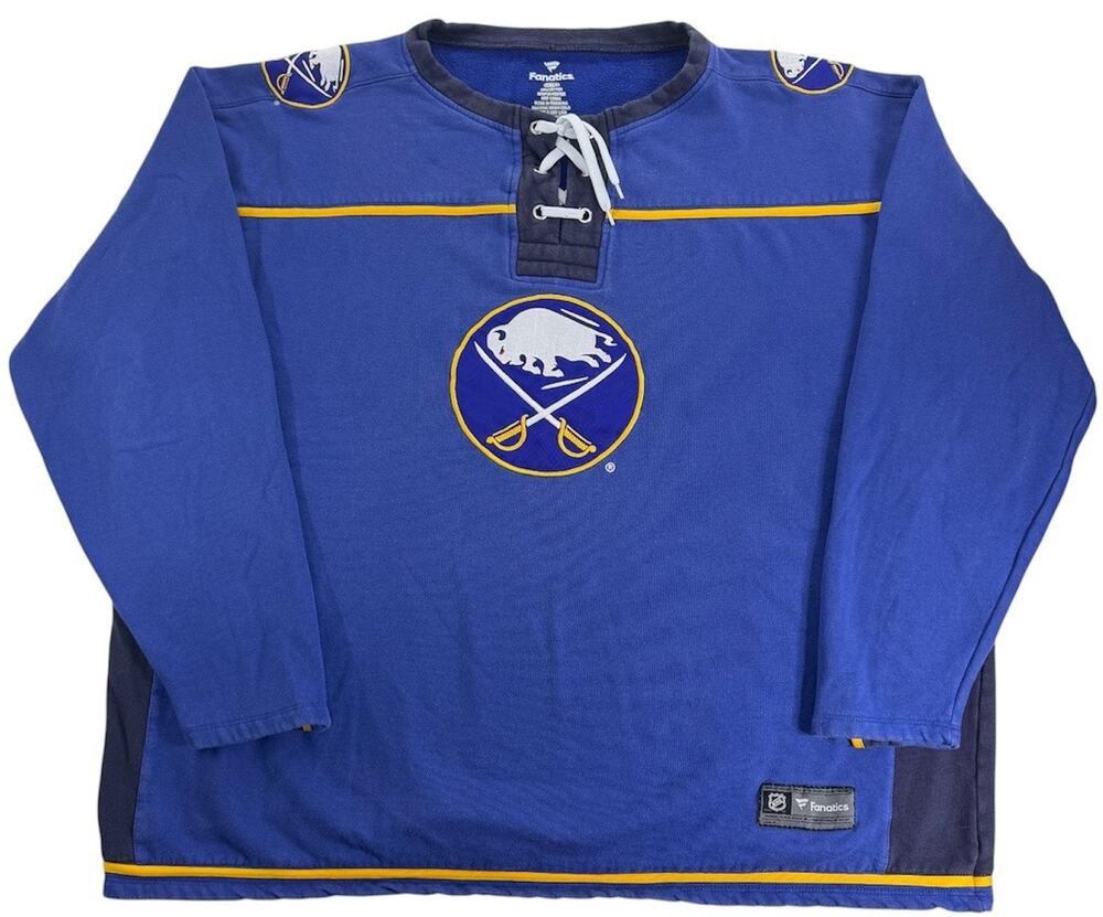 Buffalo Sabres Sweatshirt Men's 3XLT Lace Up Crewneck Blue NHL Fanatics Pullover